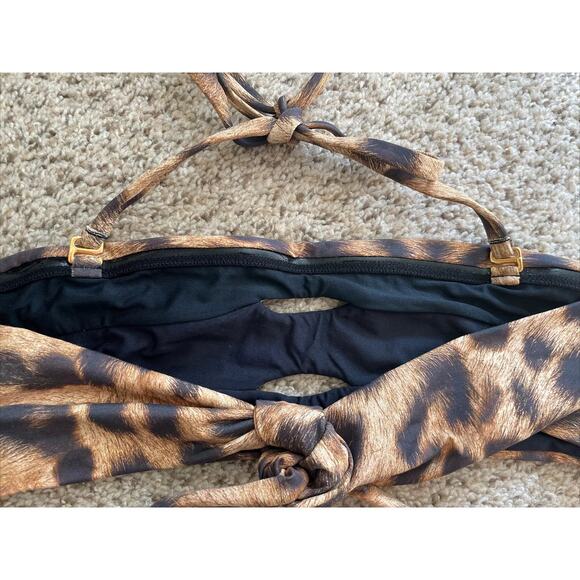 Pilyq Colorblock Bandeau Bikini Top Animal Print - S - Picture 6 of 6